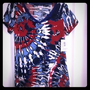 Lularoe Christy T XS tie-dye Americana v-neck New!